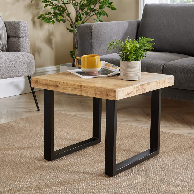 Industrial wood and metal coffee table discount
